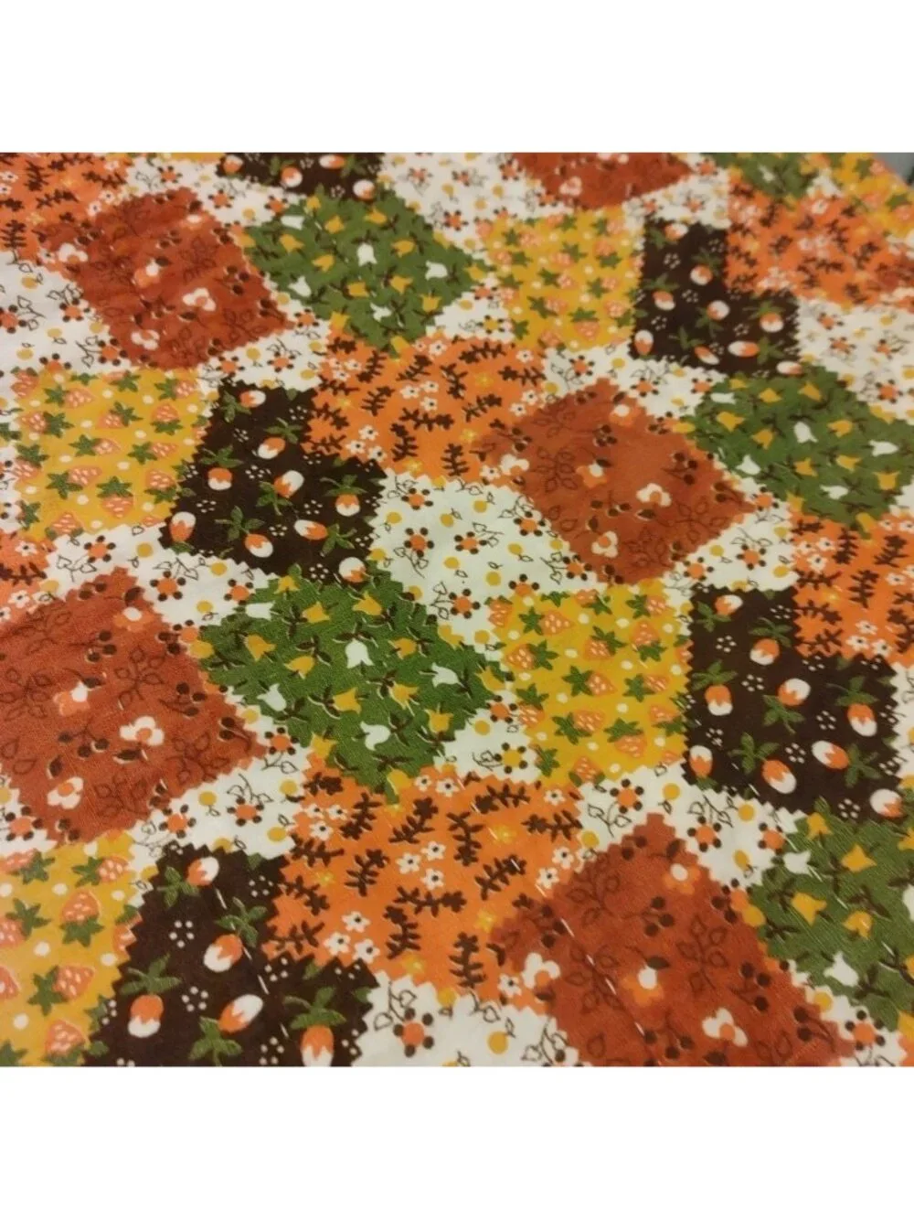 1970s Butterfly Quilt Vintage Handmade Multi Color Patchwork Appliqué 80 by 64